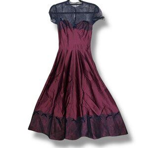 VTG 1940s / 1950s  Jane Derby New York Maxi Dress Evening Gown 0 XXS Burgundy